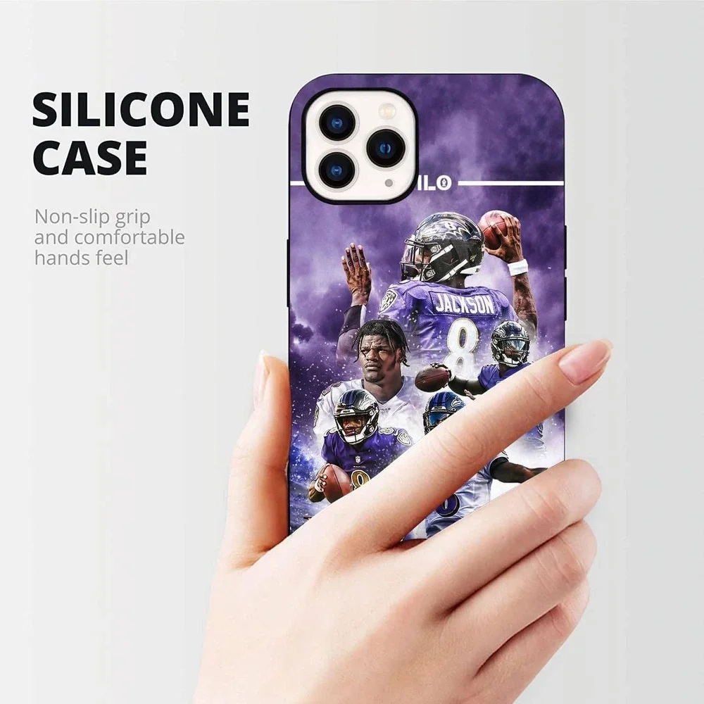 Baltimore Ravens Lamar Jackson Silicone Phone Case Black NFL ip 16 pro max‎